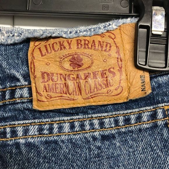 Lucky Brand Dungarees Frayed Top Denim Blue Jeans Size 6 - Picture 5 of 6